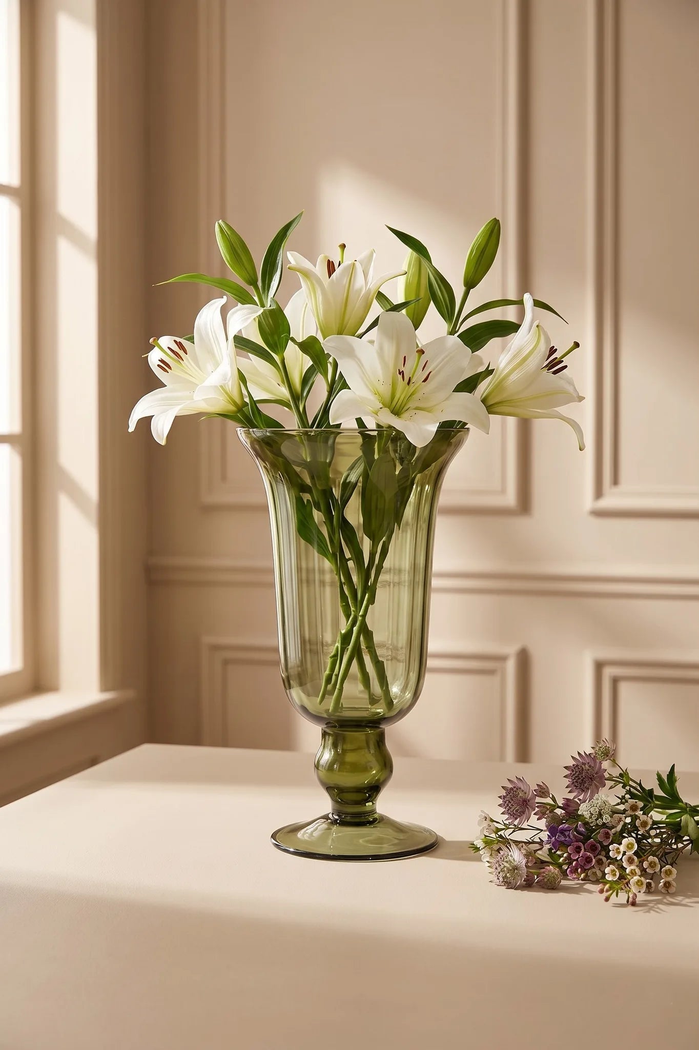 Samadhaan Glass Flower Vase – Green (9") - view 5