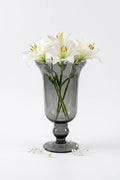 Samadhaan Glass Flower Vase – Grey (9")