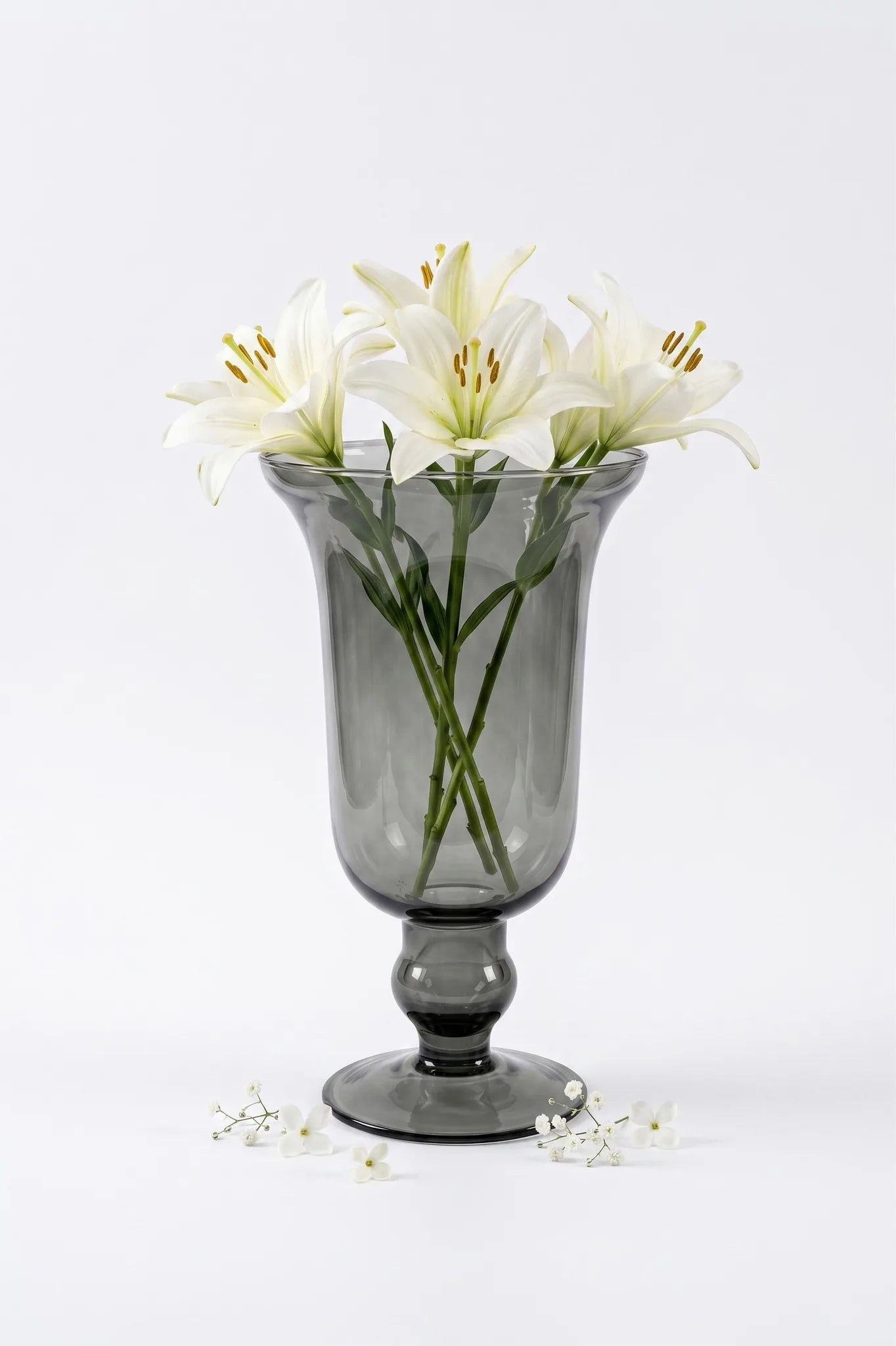 Samadhaan Glass Flower Vase – Grey (9")