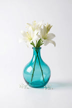 Bottle Glass Flower Vase – Blue (11")