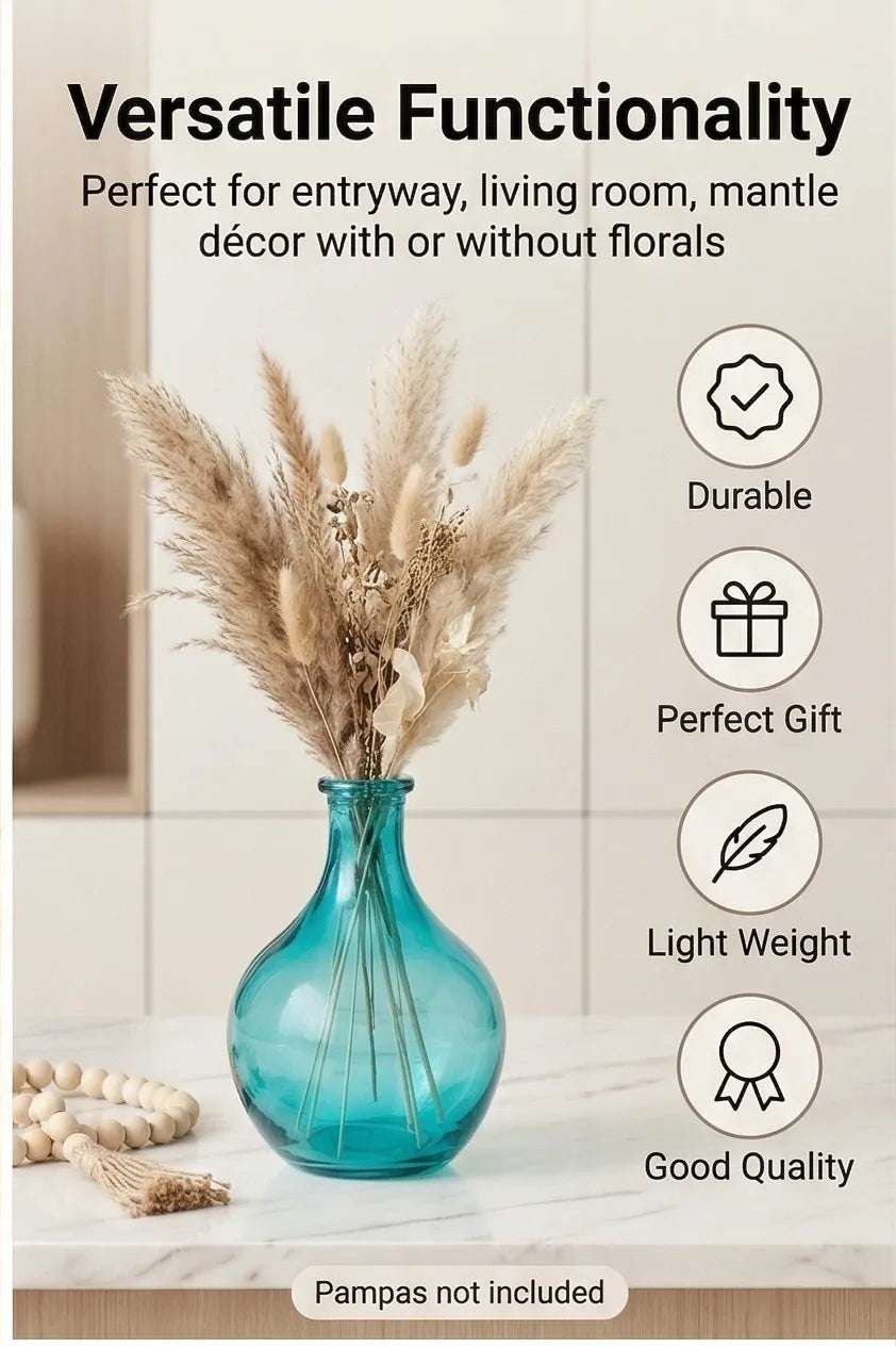 Bottle Glass Flower Vase – Blue (11") - view 3