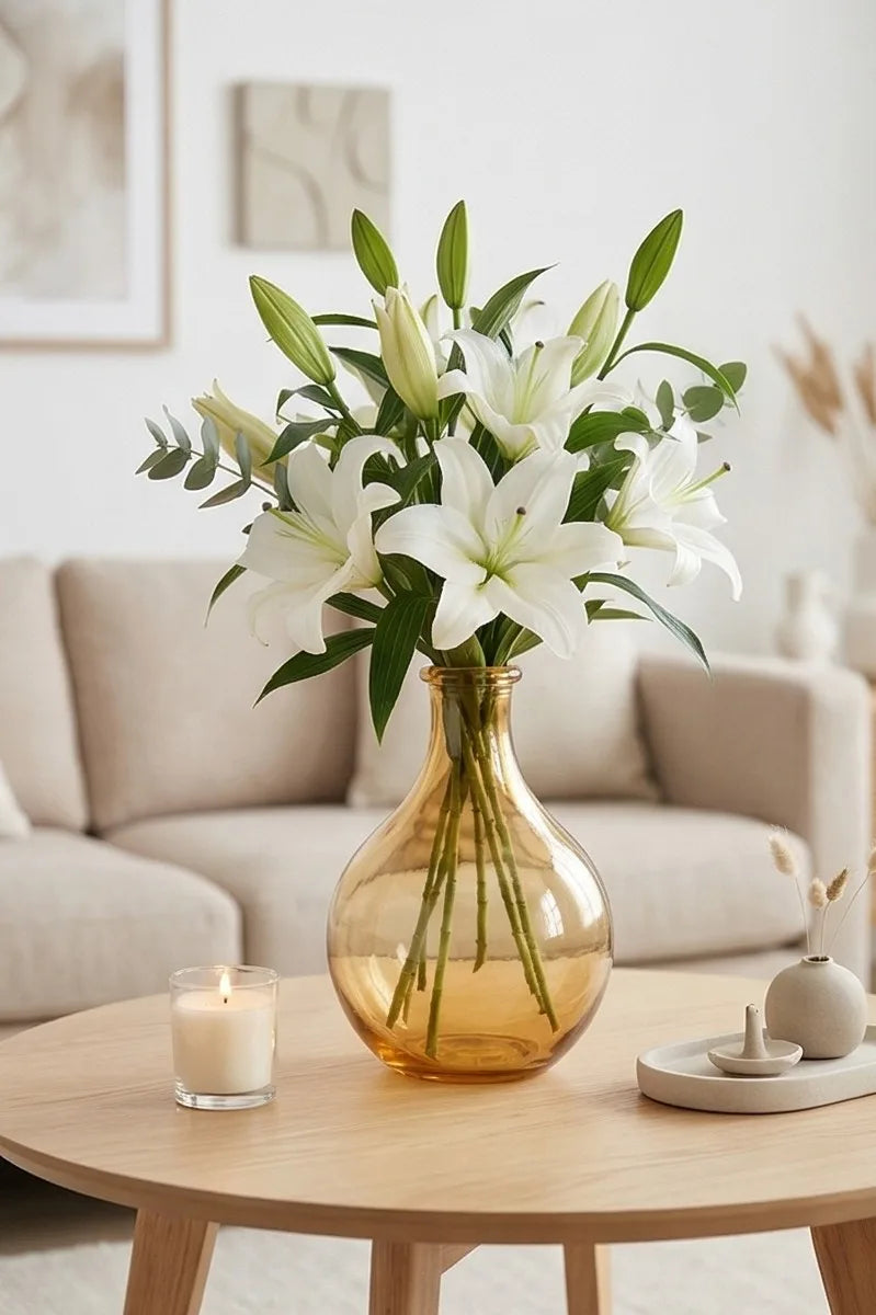 Bottle Glass Flower Vase – Gold (11") - view 2