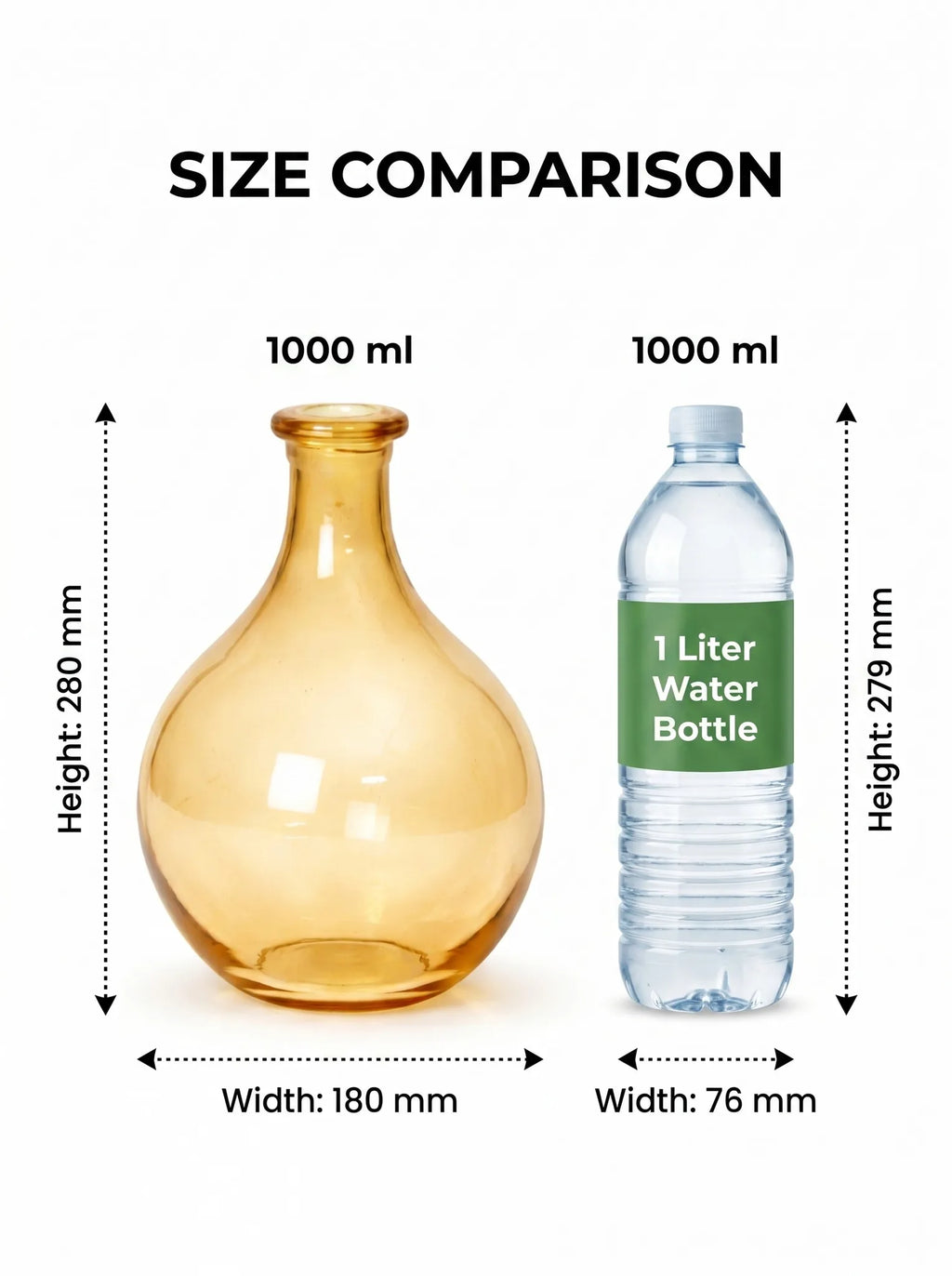 Bottle Glass Flower Vase – Gold (11") - view 4