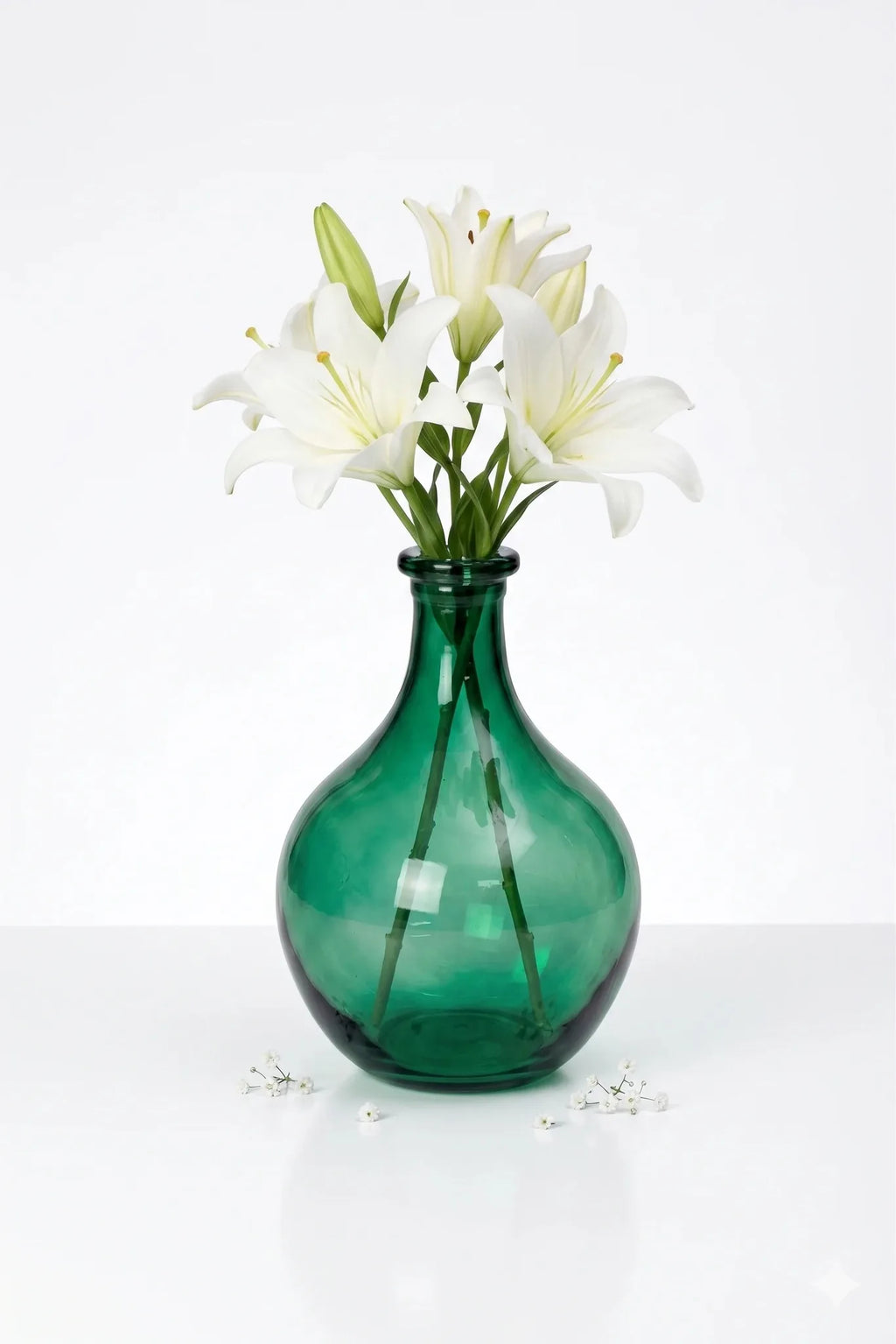 Bottle Glass Flower Vase – Green (11")