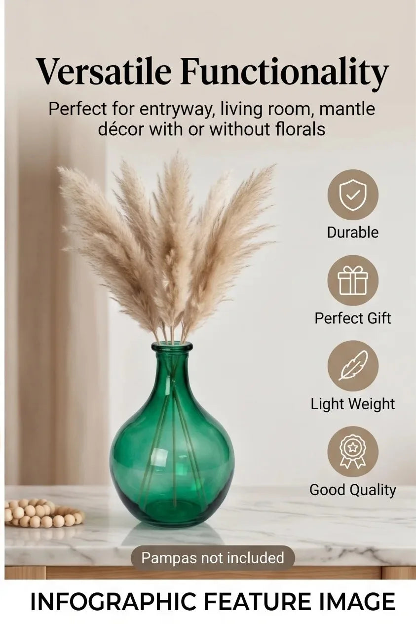 Bottle Glass Flower Vase – Green (11") - view 3