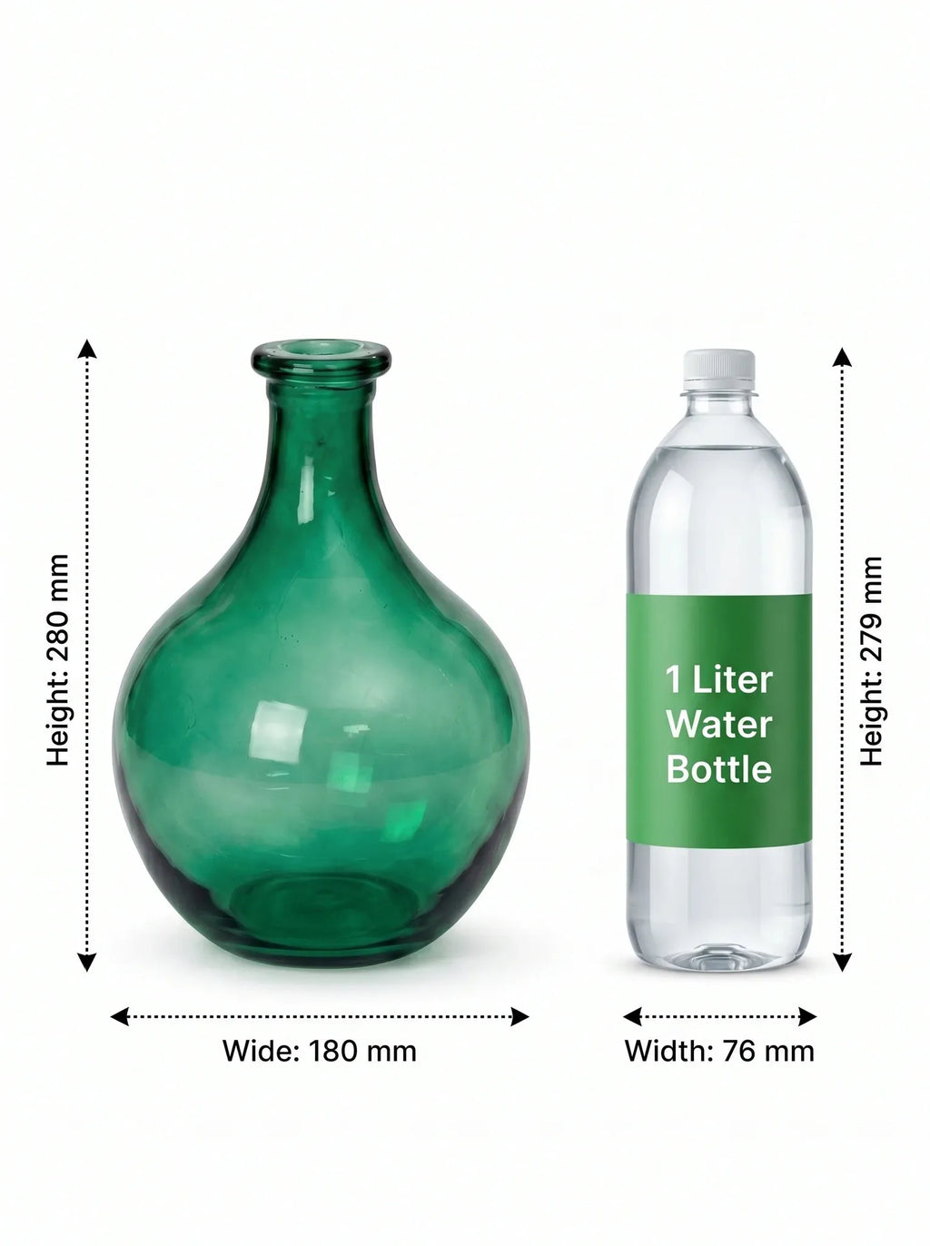 Bottle Glass Flower Vase – Green (11") - view 4