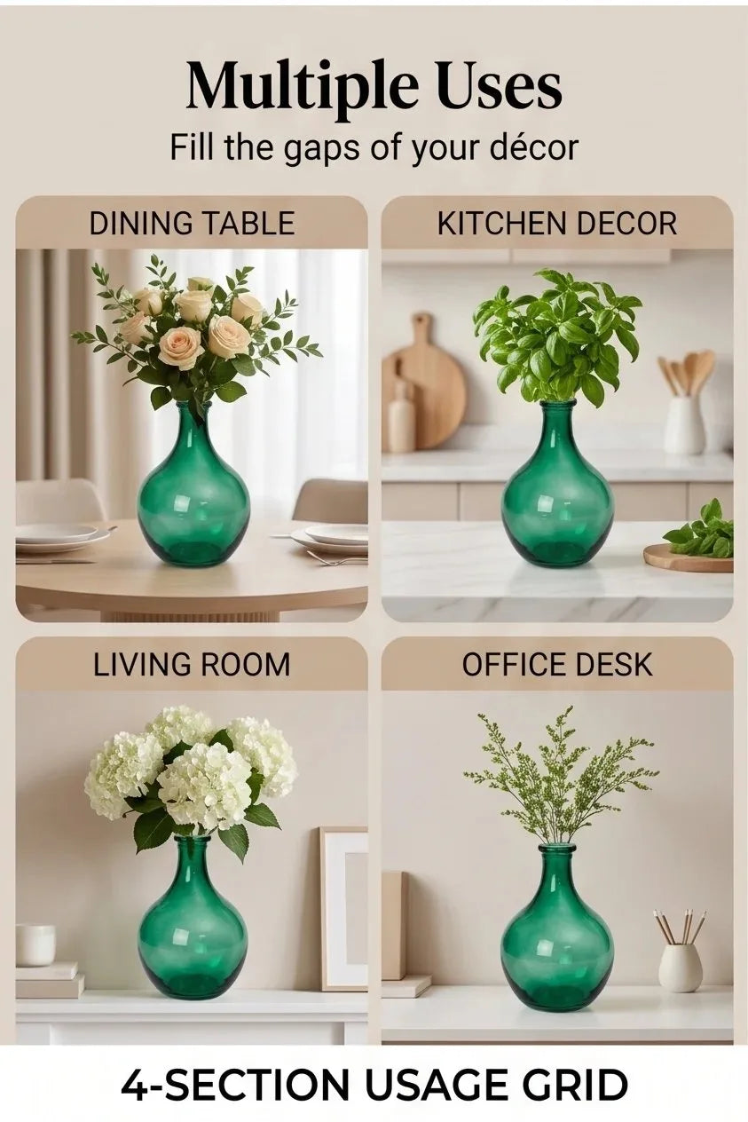Bottle Glass Flower Vase – Green (11") - view 5