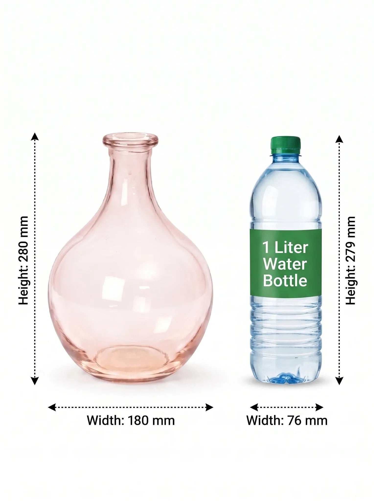 Bottle Glass Flower Vase – Pink (11") - view 4