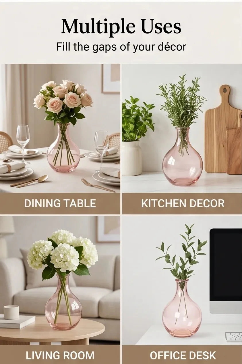 Bottle Glass Flower Vase – Pink (11") - view 5