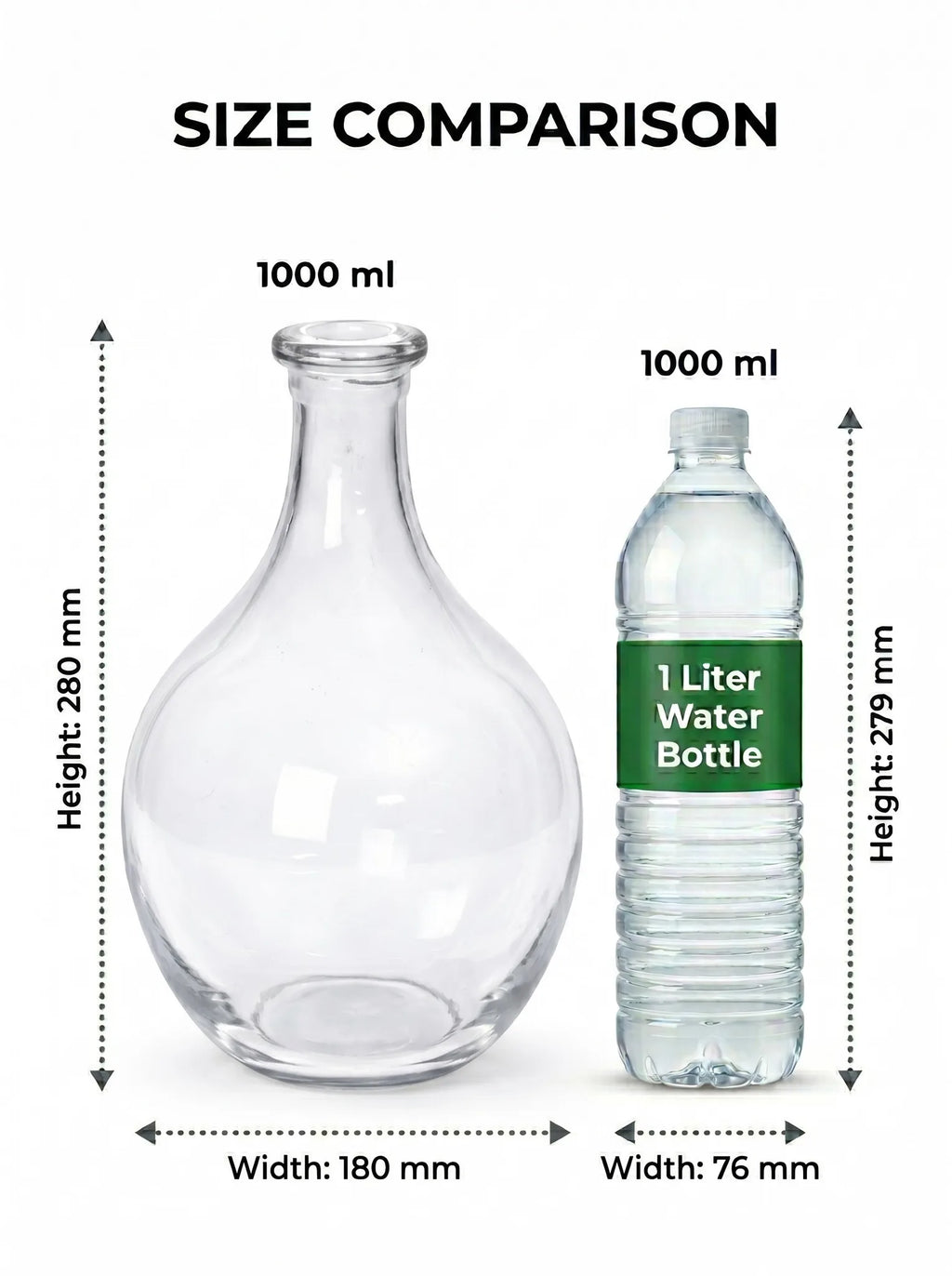 Bottle Glass Flower Vase – Clear (11") - view 4