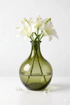 Bottle Glass Flower Vase – Green (11")