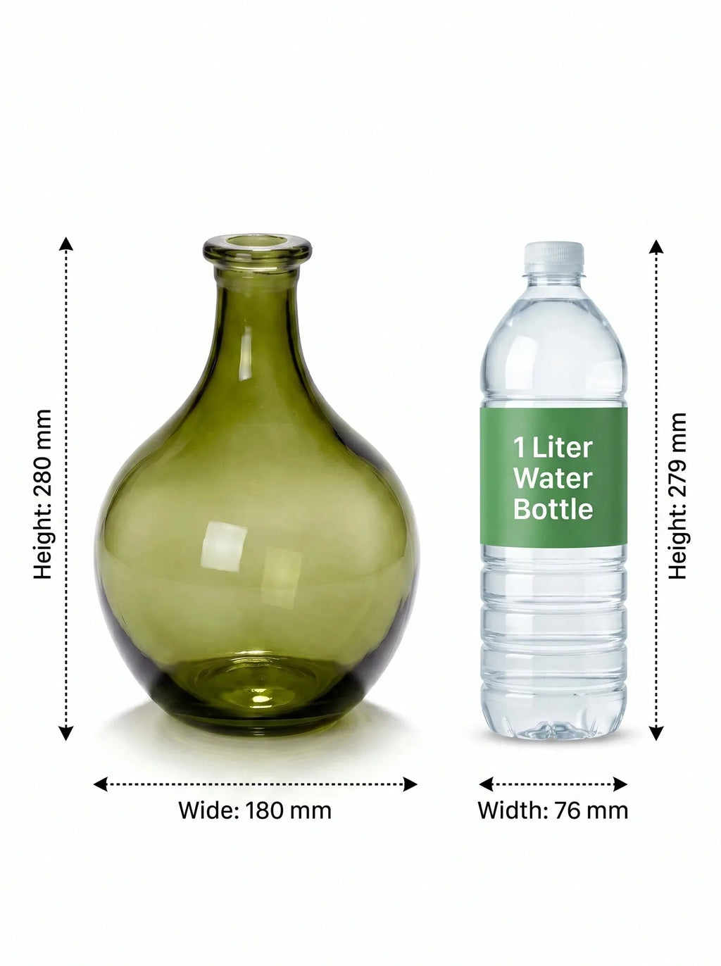 Bottle Glass Flower Vase – Green (11") - view 4