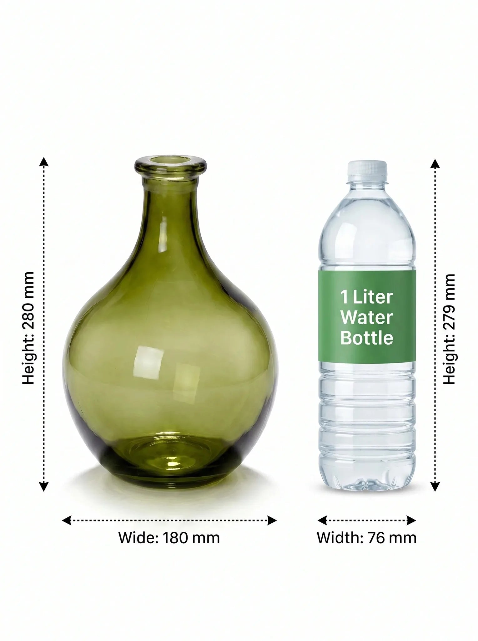 Bottle Glass Flower Vase – Green (11") - view 4