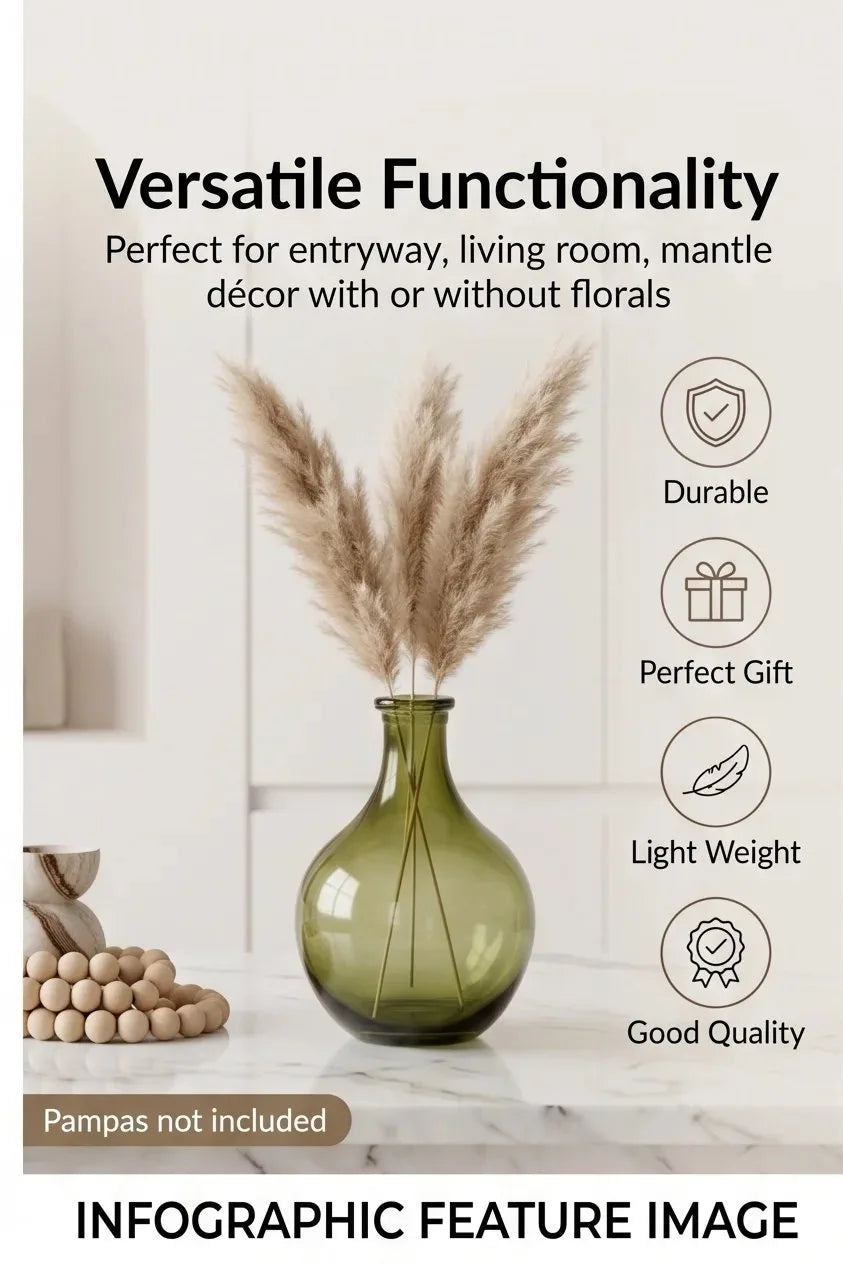 Bottle Glass Flower Vase – Green (11") - view 5