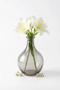 Bottle Glass Flower Vase – Grey (11")