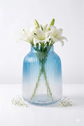 Two Tone Glass Flower Vase – Blue (9.1")