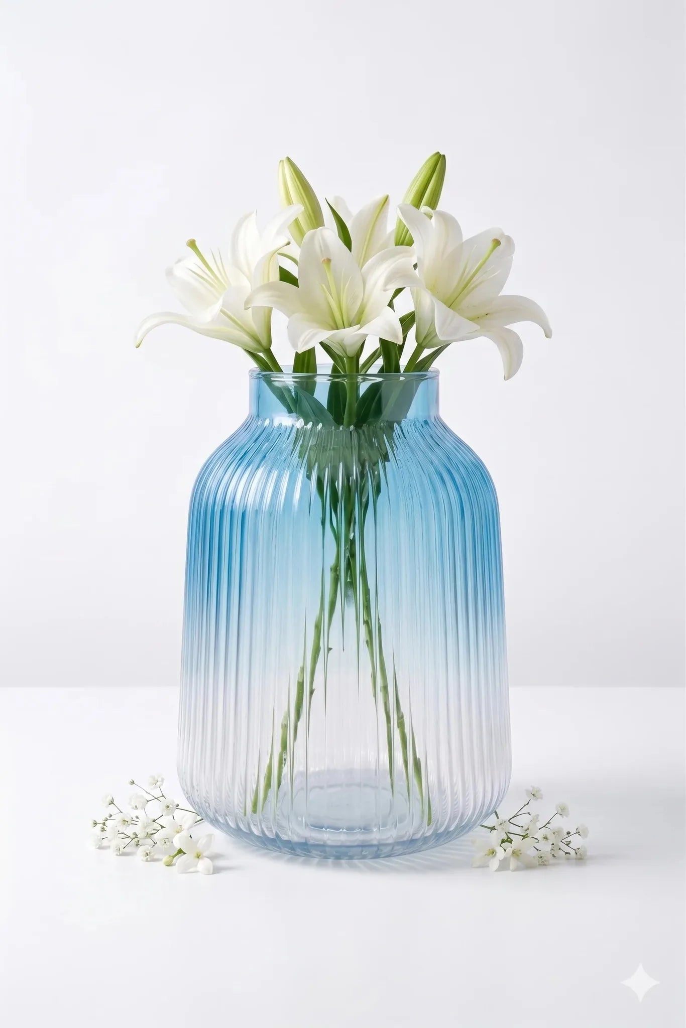Two Tone Glass Flower Vase – Blue (9.1")