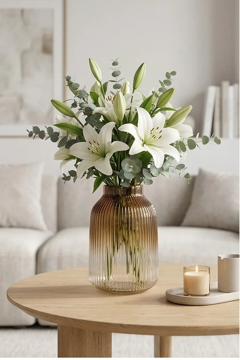 Two Tone Glass Flower Vase – Brown (9.1") - view 3