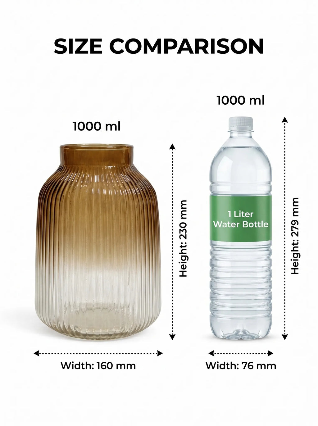 Two Tone Glass Flower Vase – Brown (9.1") - view 4