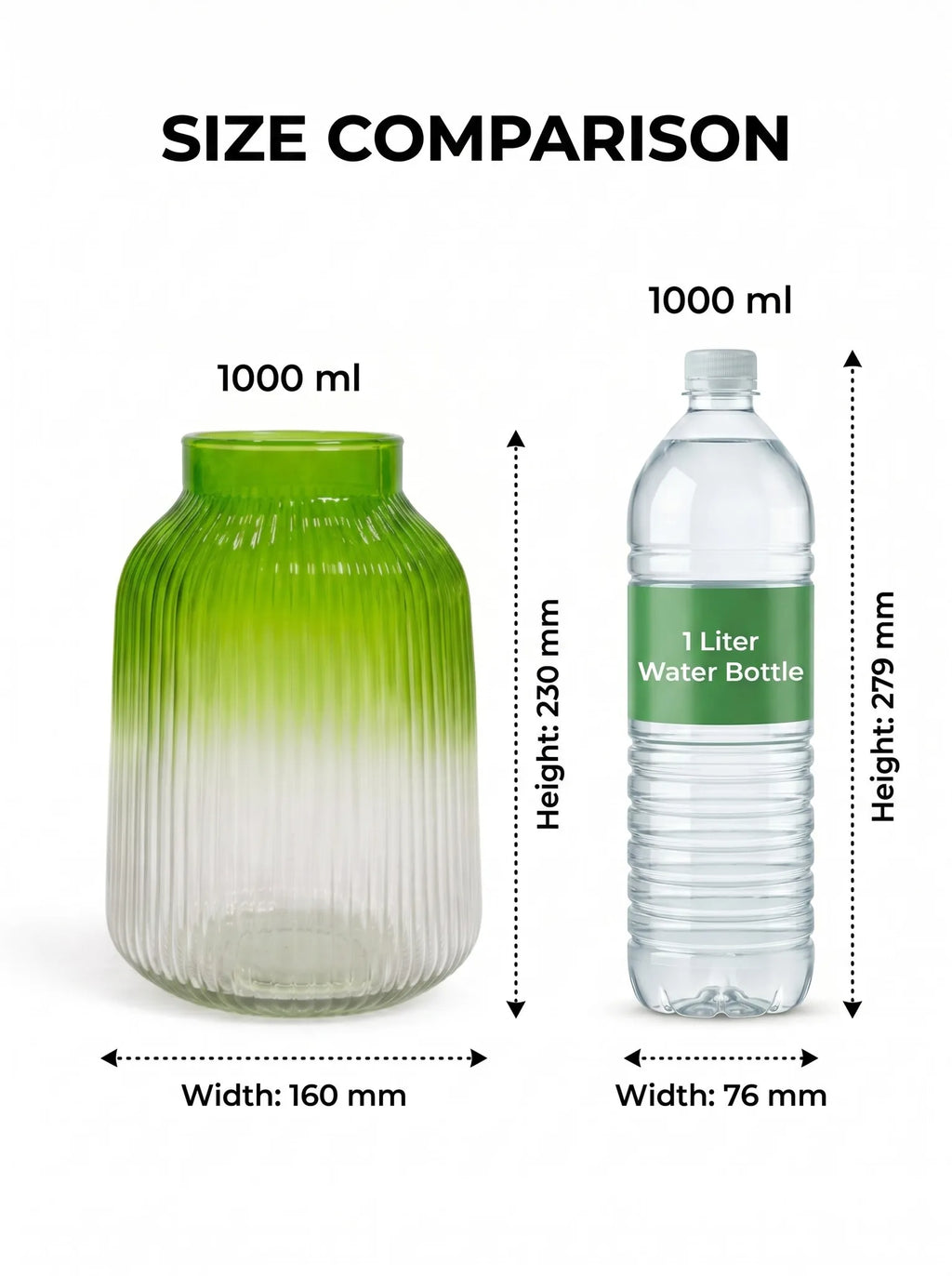 Two Tone Glass Flower Vase – Green (9.1") - view 4