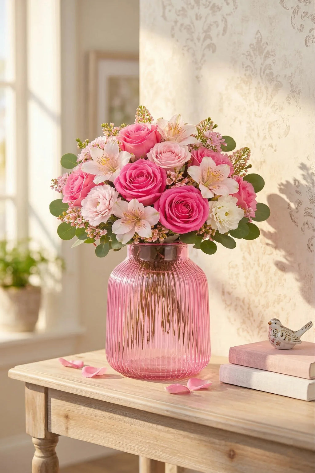 Two Tone Glass Flower Vase – Pink (9.1") - view 5