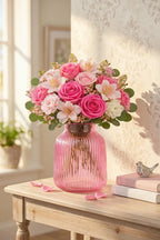 Two Tone Glass Flower Vase – Pink (9.1") - view 5