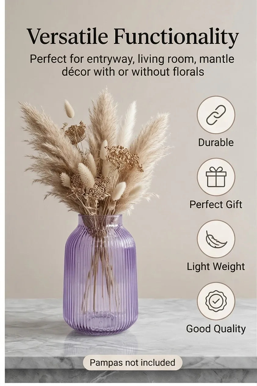 Two Tone Glass Flower Vase – Purple (9.1") - view 2
