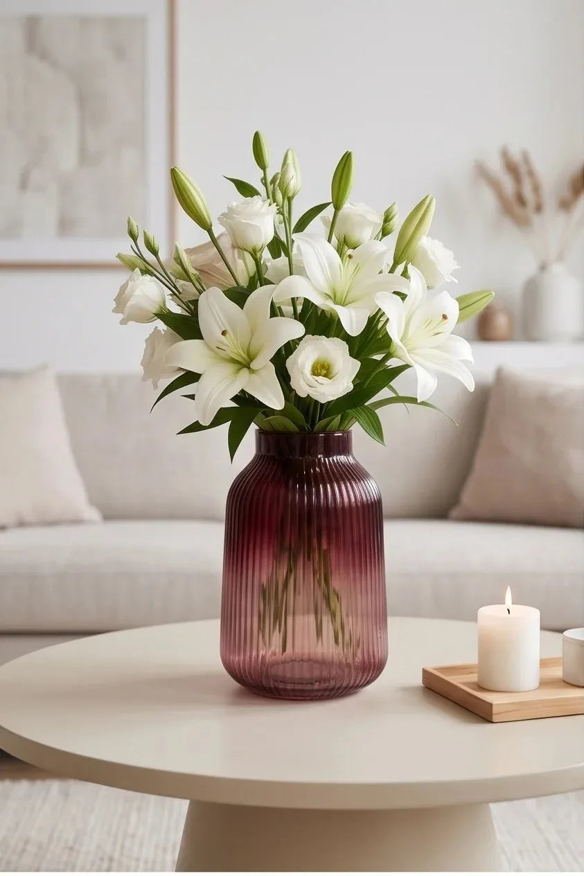 Two Tone Glass Flower Vase – Red (9.1") - view 2