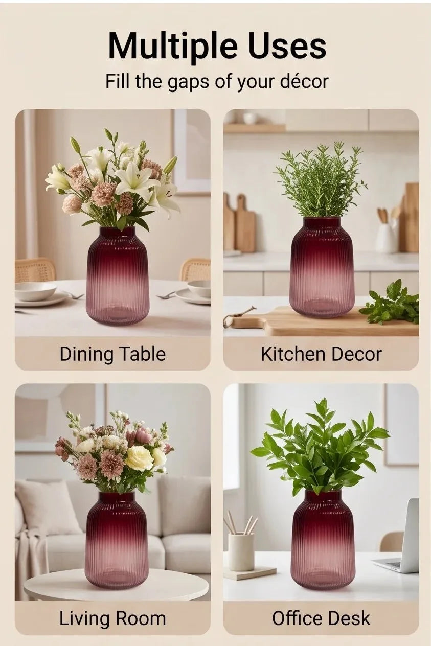 Two Tone Glass Flower Vase – Red (9.1") - view 3