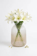 Two Tone Glass Flower Vase – White (9.1")
