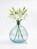 Antique Glass Flower Vase – Blue (10.2")