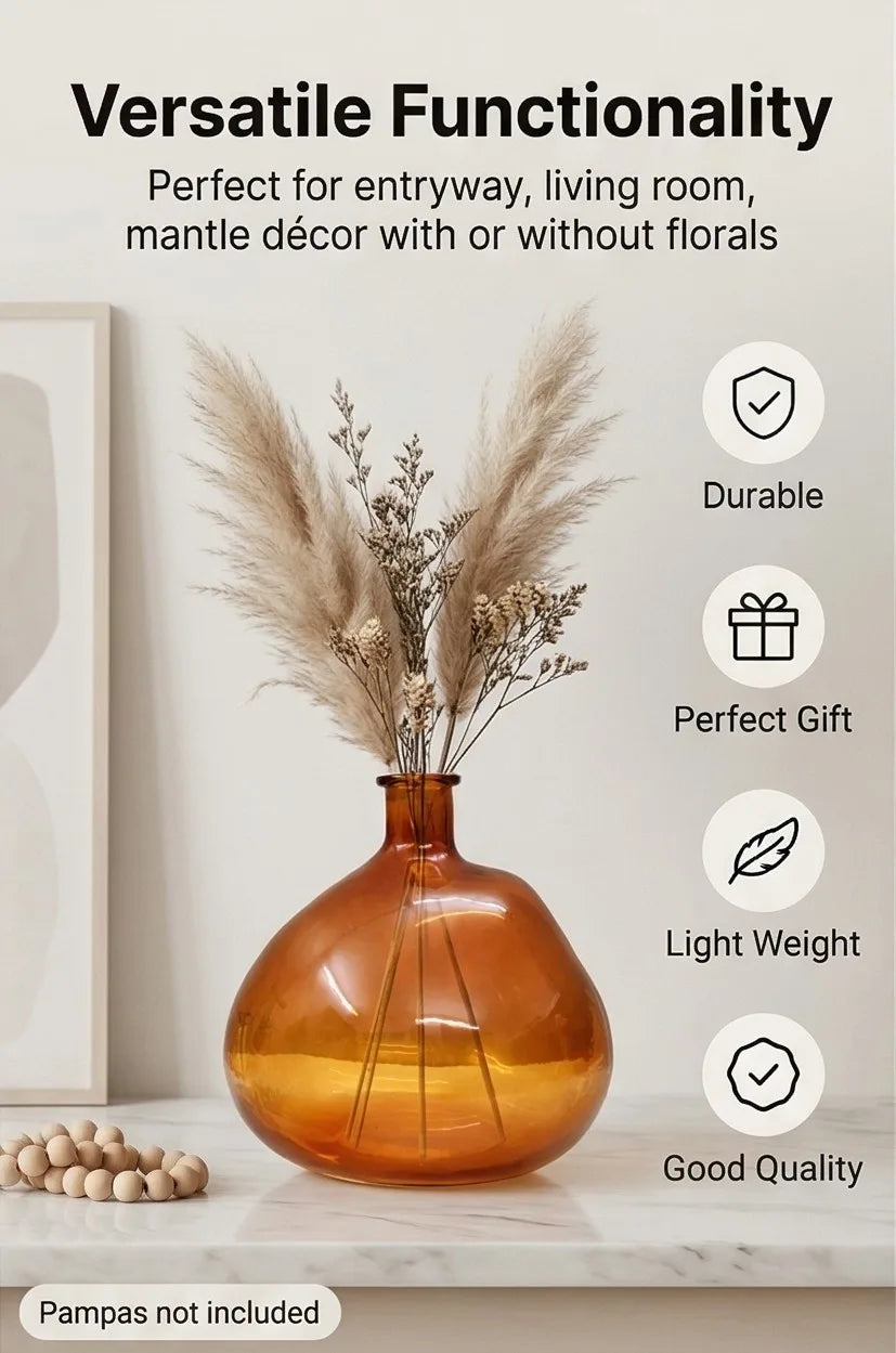 Antique Glass Flower Vase – Orange (10.2") - view 2