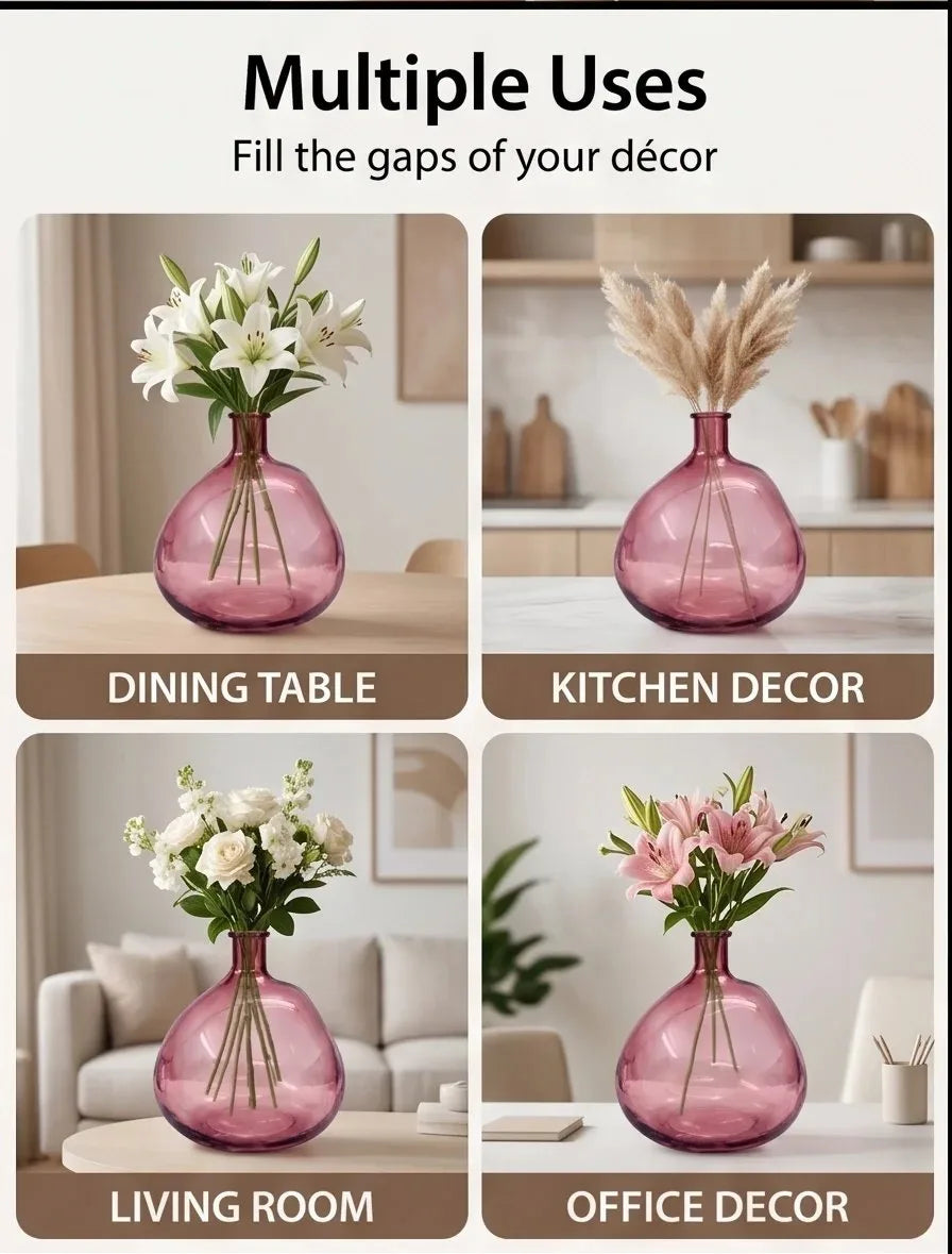 Antique Glass Flower Vase – Pink (10.2") - view 5