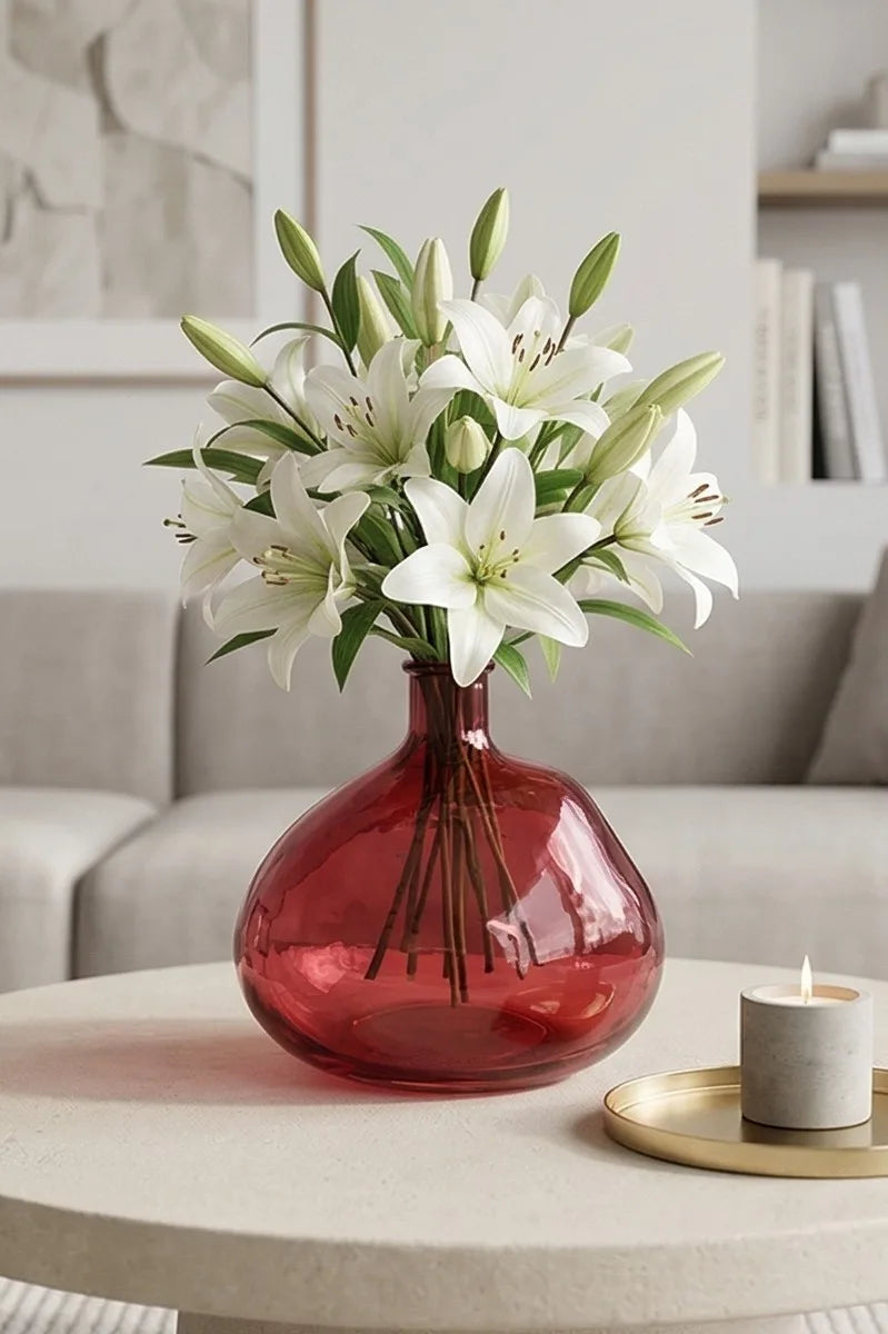 Antique Glass Flower Vase – Red (10.2") - view 5