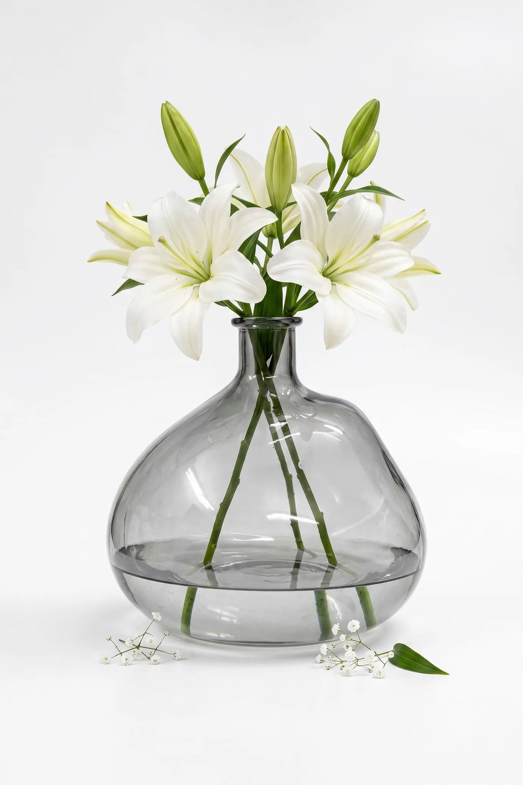 Antique Glass Flower Vase – Grey (10.2")