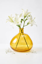 Antique Glass Flower Vase – Yellow (10.2")