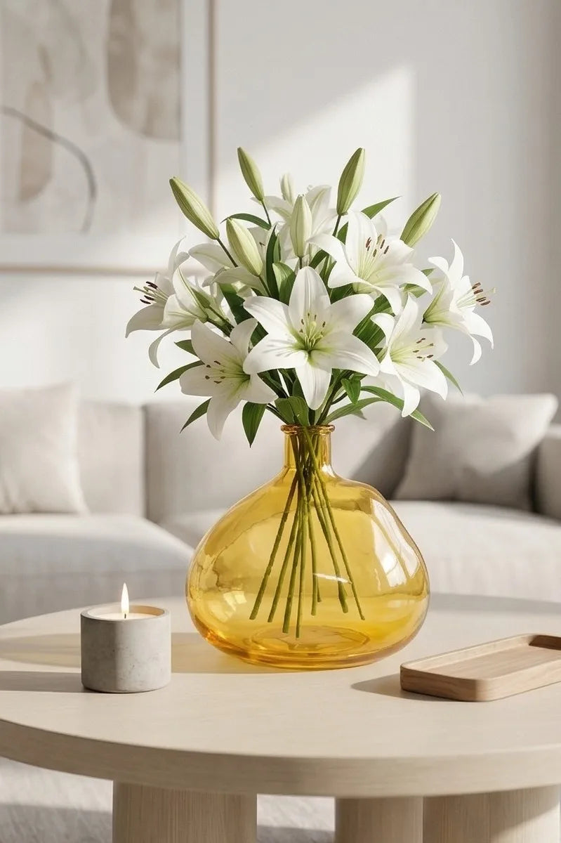 Antique Glass Flower Vase – Yellow (10.2") - view 2