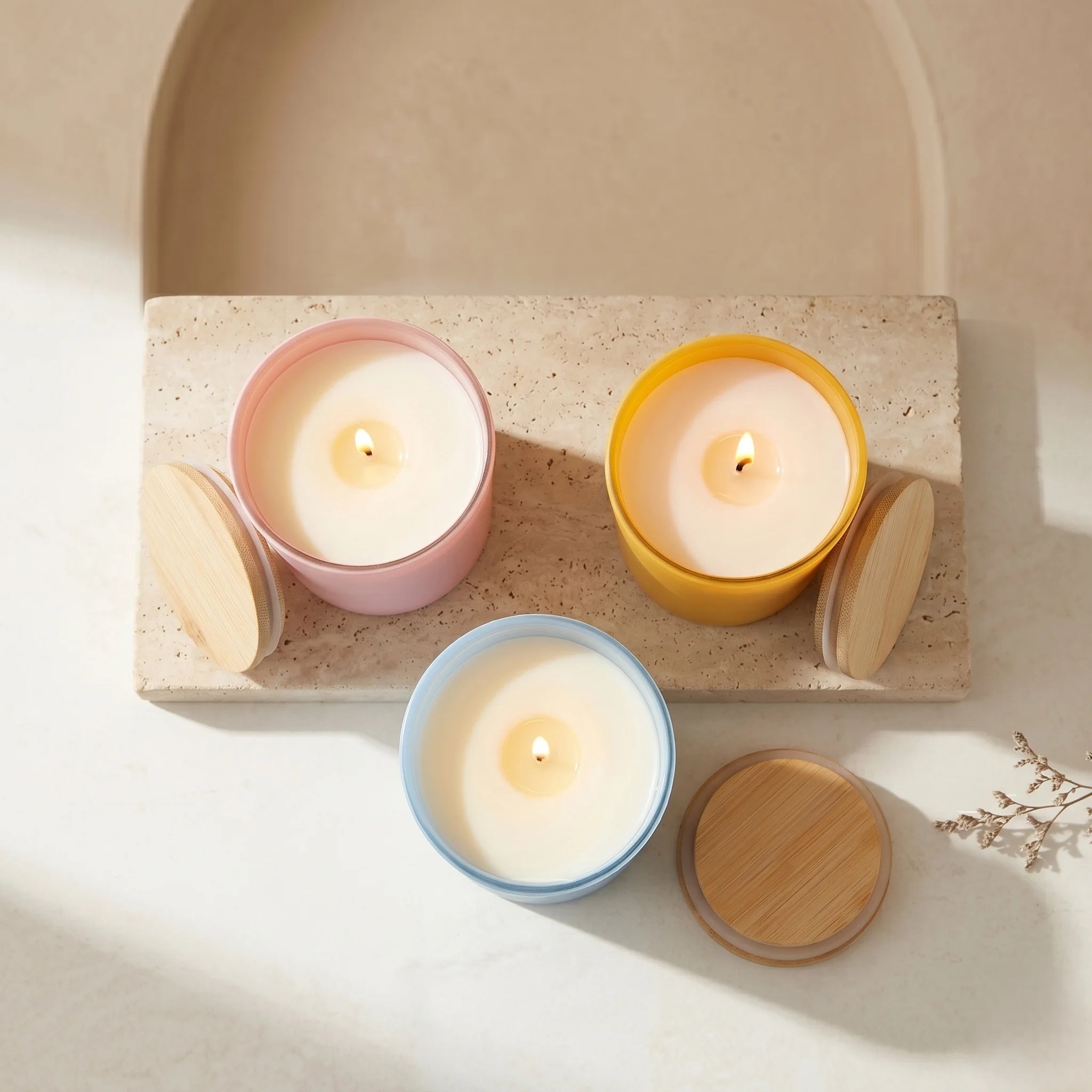 Oud Matte Glass Soy Wax Candle with Wooden Lid | Large Luxury Candle — Hand-Blown Glass from Firozabad, India — Styled for...