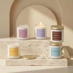 Hand Pour Pure Soy Candle | Clear Glass Jar with Gold Lid | 5 Fragrances — Hand-Blown Glass from Firozabad, India — Detail...