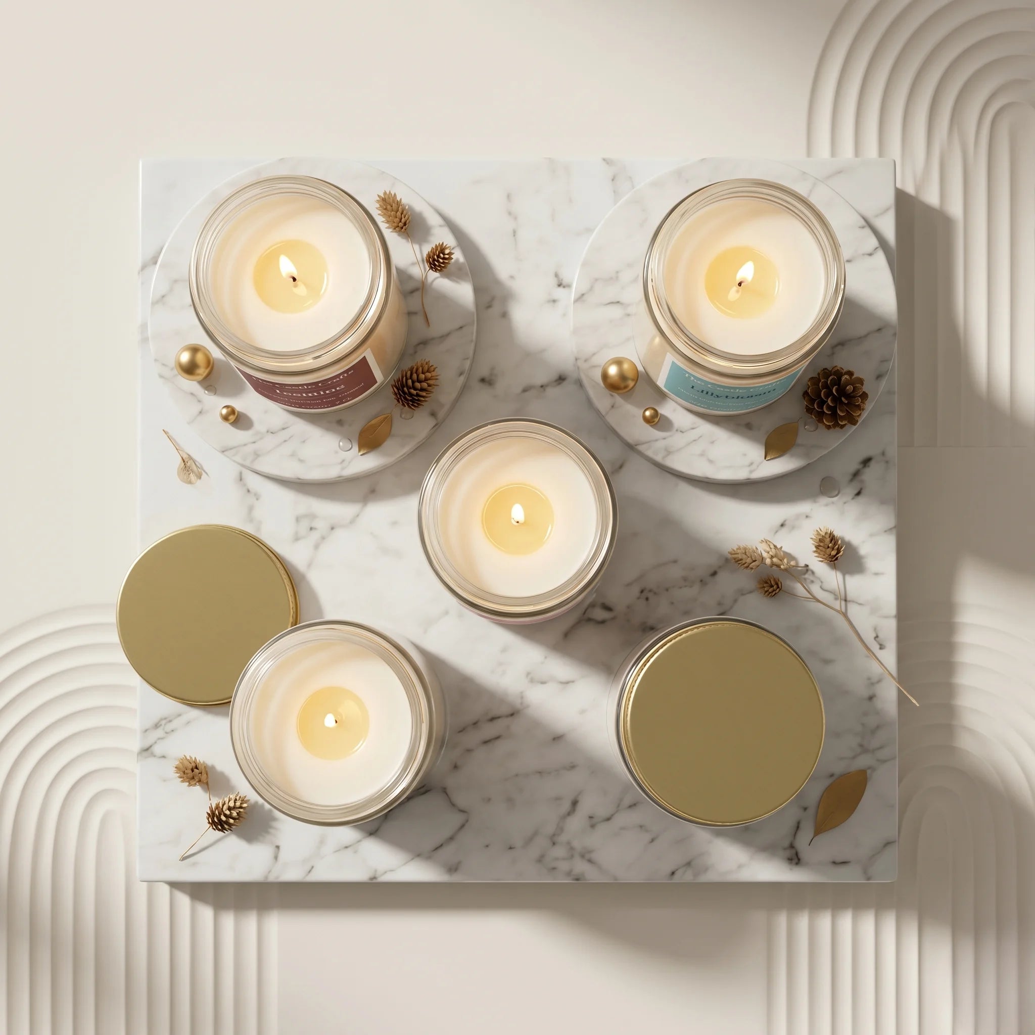 Hand Pour Pure Soy Candle | Clear Glass Jar with Gold Lid | 5 Fragrances — Hand-Blown Glass from Firozabad, India — Lifest...