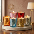 Sandalwood Mercury Glass Votive Soy Wax Candle | 6 colours — Hand-Blown Glass from Firozabad, India | Home Décor, Gifting...