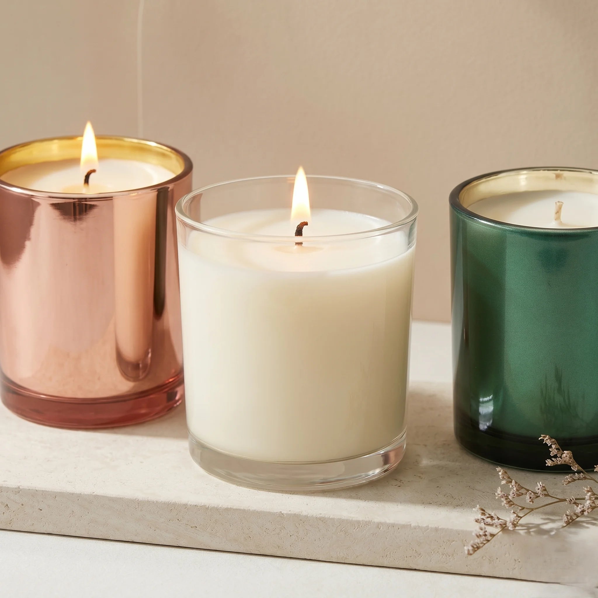 Oud Metallic Glass Votive Soy Wax Candle | Premium Home Décor — Hand-Blown Glass from Firozabad, India — Detail Close-Up