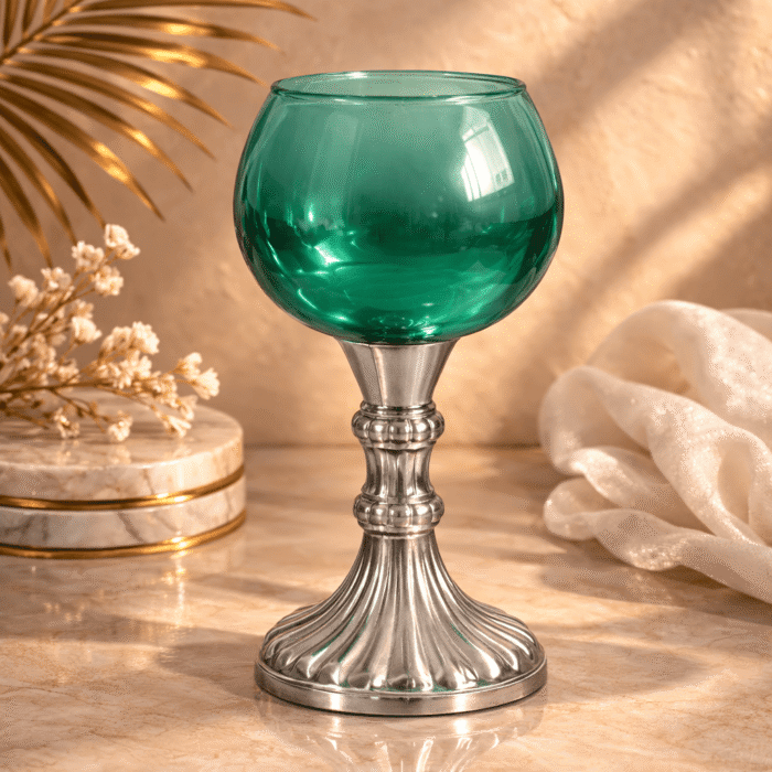 Emerald Goblet Glass Candle Holder