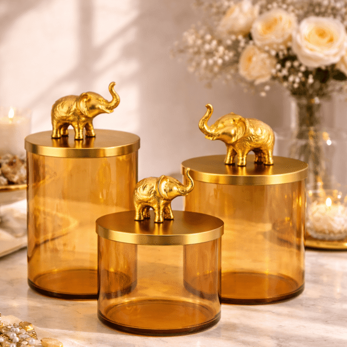 Elephant Lid Glass Hamper Jar