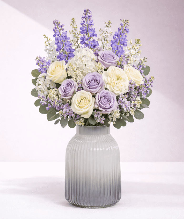 Ribbed Frosted Glass Flower Vase