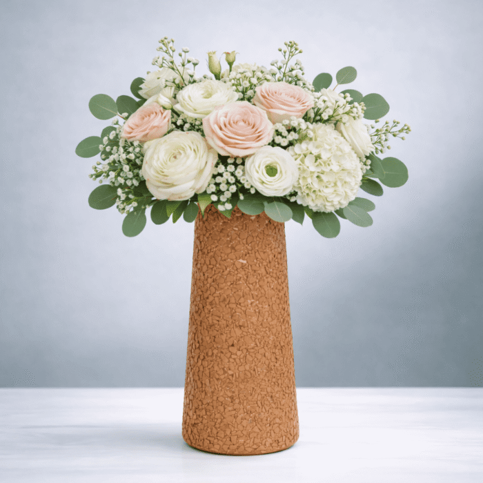 Textured Amber Glass Flower Vase