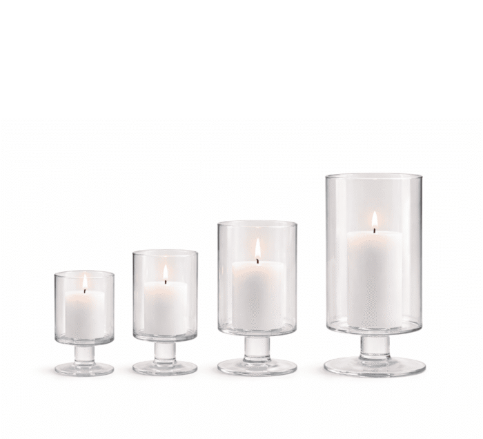 Clear Glass Hurricane Candle Holder Set with Pedestal Base (Set of 4)