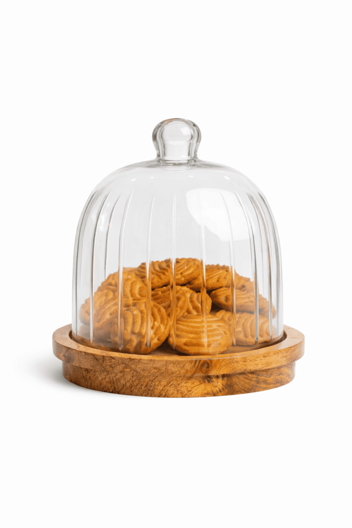 Ribbed Glass Dessert Display Dome