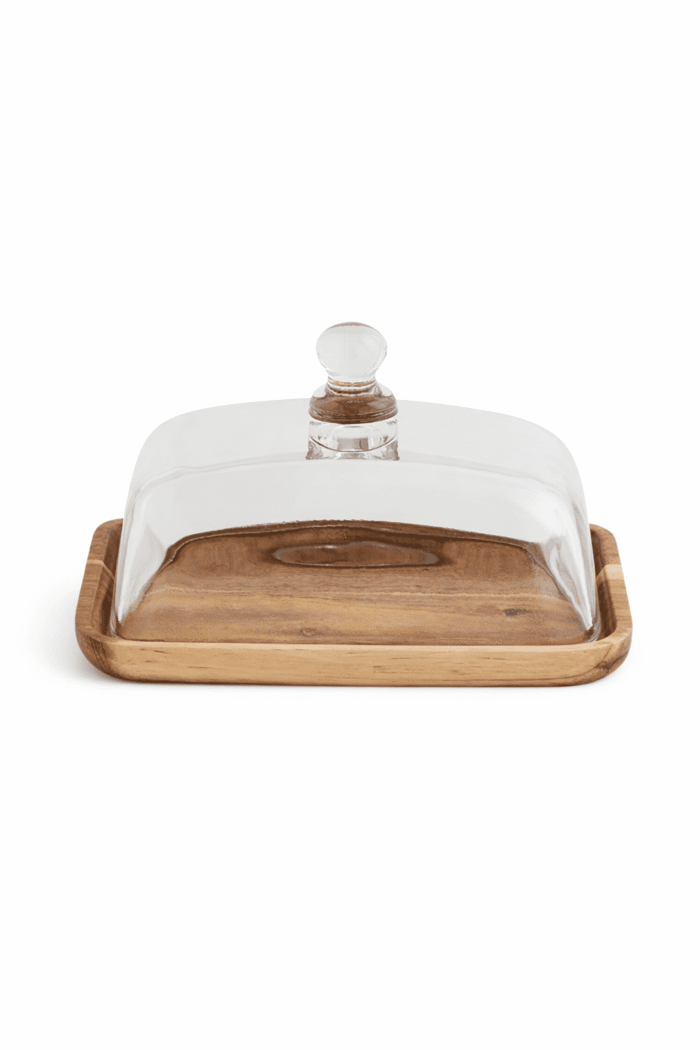 Ribbed Glass Butter Storage Dish